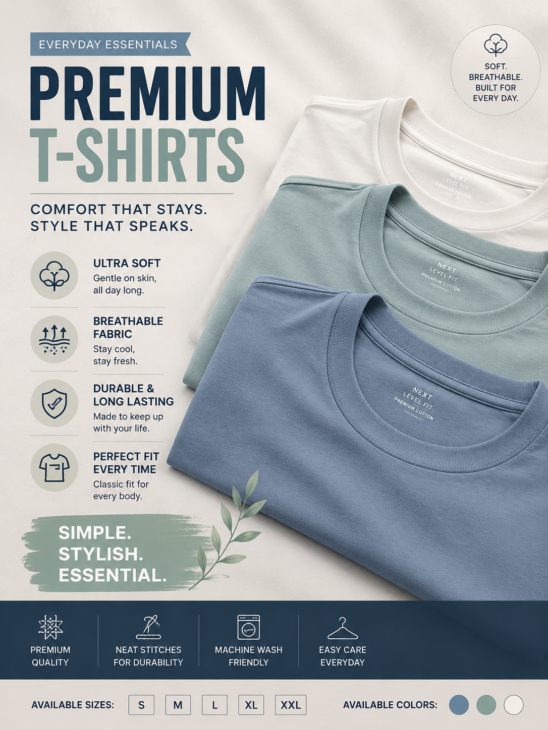 Premium Basic T-Shirts Pack of 3 | Comfortable For Men