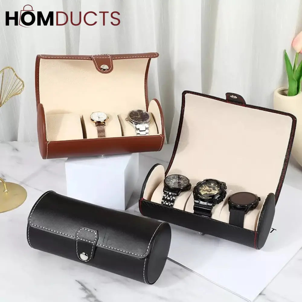 3Slot Leather Watch Box