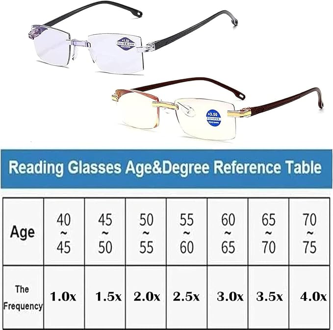 Smart Reading Glasses  Rimless Anti Blue Ray Reading Glasses Men Women