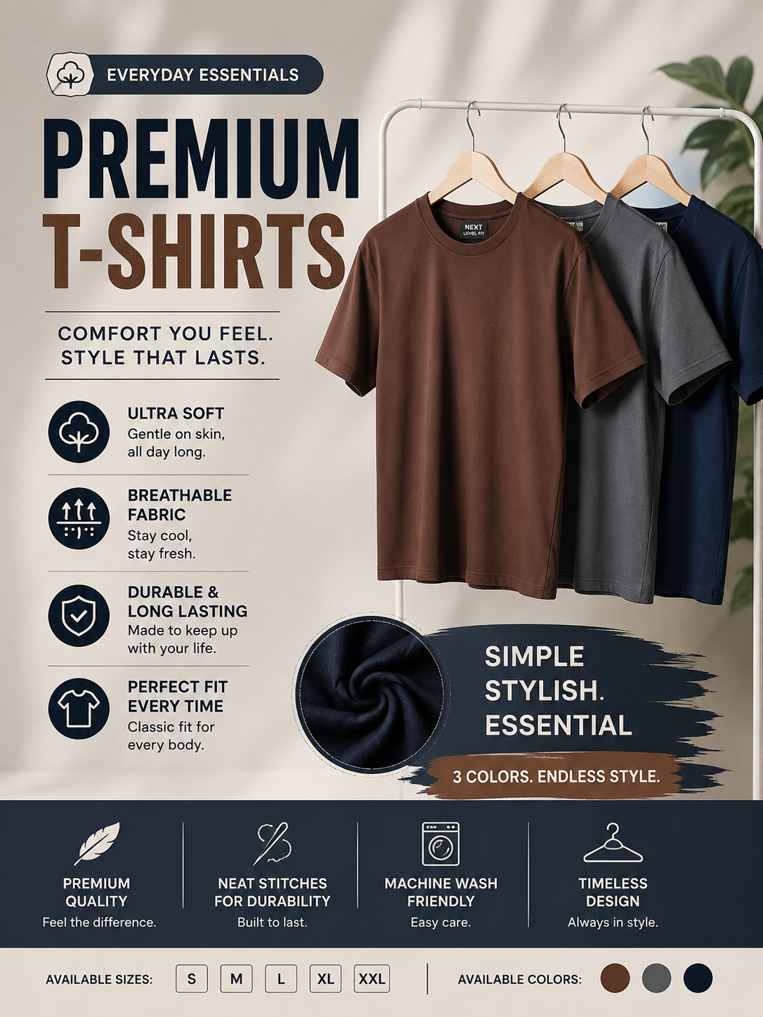 Premium Basic T-Shirts Pack of 3 | Comfortable For Men