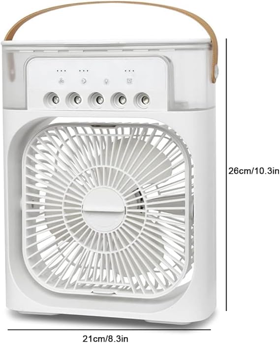Portable Air Conditioner Fan, 4 in 1 Personal Mini Cooling Fan with Water Mist Spray, 3 Speeds Evaporative Air Cooler Small Aircon Humidifier Water Fan Spray Mist Desk Fan for Home Office Room