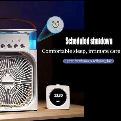Portable Air Conditioner Fan, 4 in 1 Personal Mini Cooling Fan with Water Mist Spray, 3 Speeds Evaporative Air Cooler Small Aircon Humidifier Water Fan Spray Mist Desk Fan for Home Office Room