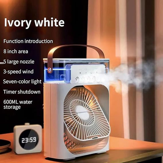 Portable Air Conditioner Fan, 4 in 1 Personal Mini Cooling Fan with Water Mist Spray, 3 Speeds Evaporative Air Cooler Small Aircon Humidifier Water Fan Spray Mist Desk Fan for Home Office Room