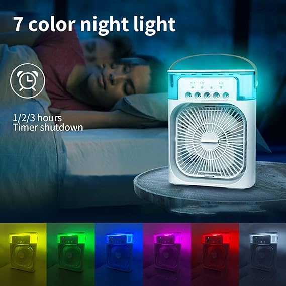Portable Air Conditioner Fan, 4 in 1 Personal Mini Cooling Fan with Water Mist Spray, 3 Speeds Evaporative Air Cooler Small Aircon Humidifier Water Fan Spray Mist Desk Fan for Home Office Room
