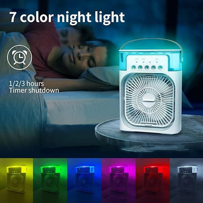Portable Air Conditioner Fan, 4 in 1 Personal Mini Cooling Fan with Water Mist Spray, 3 Speeds Evaporative Air Cooler Small Aircon Humidifier Water Fan Spray Mist Desk Fan for Home Office Room